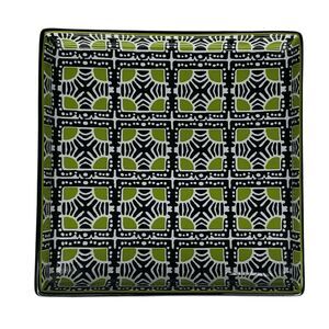 J. Crew Patterned Ceramic Jewelry Trinket Coin Keys Dish Tray Green Black White